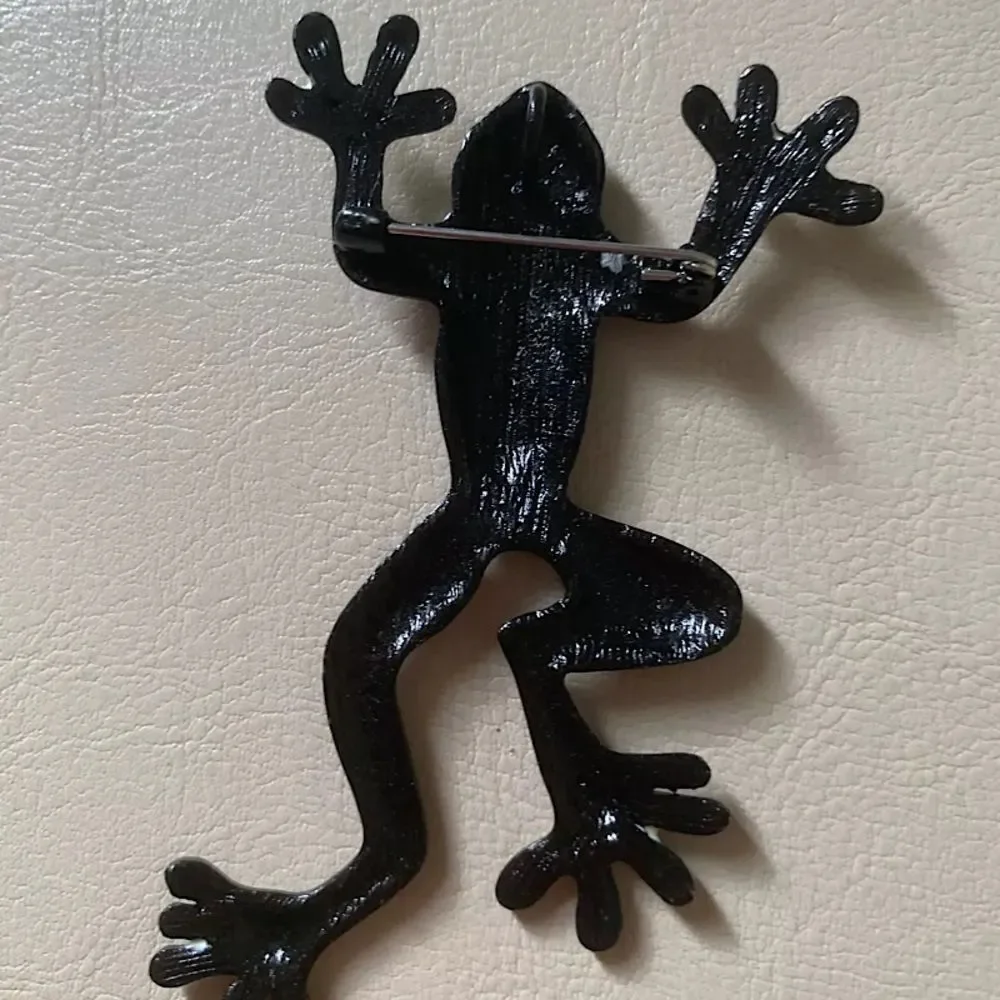 💎246💎 Fun Vibrant Colorful Blue Hand Painted‎ Frog Brooch Pin Pendant